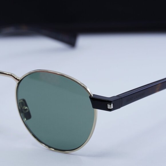 Saint Laurent SL707 002 Round Sunglasses - Gold & Havana/Green - Picture 2 of 10